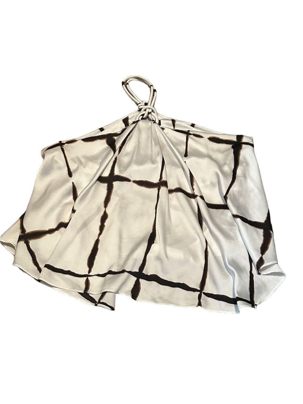 White House Black Market Geometric Halter Top Large White Brown - Picture 3 of 7